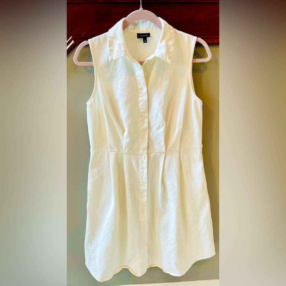 Who What Wear White Sleeveless Button-Front Midi Dress